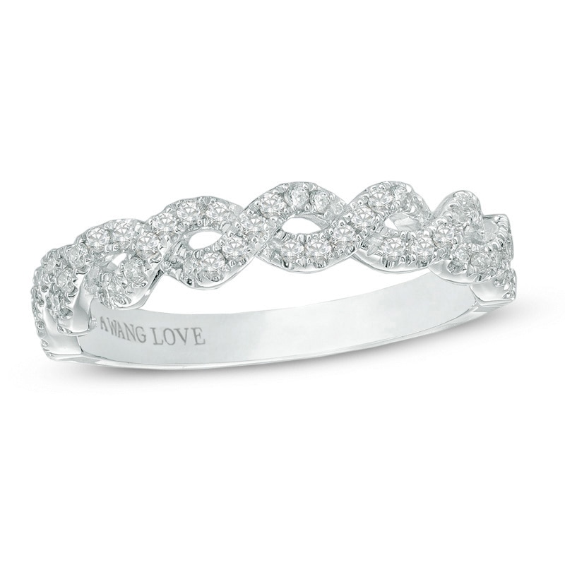Previously Owned - Vera Wang Love Collection 1/4 CT. T.W. Diamond Braided Wedding Band in 14K White Gold