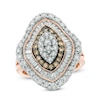 Thumbnail Image 0 of Previously Owned - 2 CT. T.W. Champagne and White Diamond Marquise Cluster Frame Ring in 10K Rose Gold