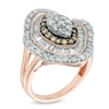 Thumbnail Image 1 of Previously Owned - 2 CT. T.W. Champagne and White Diamond Marquise Cluster Frame Ring in 10K Rose Gold