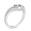 Thumbnail Image 1 of Previously Owned - Vera Wang Love Collection 1/3 CT. T.W. Diamond and Blue Sapphire Chevron Ring in 14K White Gold