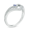 Thumbnail Image 1 of Previously Owned - Vera Wang Love Collection 1/3 CT. T.W. Diamond and Blue Sapphire Chevron Ring in 14K White Gold
