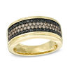 Thumbnail Image 0 of Previously Owned - Men's 1 CT. T.W. Brown and Black Diamond Multi-Row Band in 10K Gold