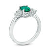 Thumbnail Image 2 of Previously Owned - Oval Lab-Created Emerald and White Sapphire Pendant and Ring Set in Sterling Silver