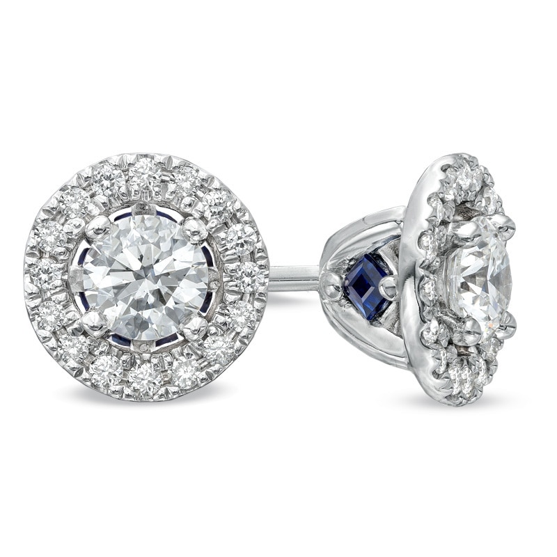 Previously Owned - Vera Wang Love Collection 1/2 CT. T.W. Diamond Frame Stud Earrings in 14K White Gold