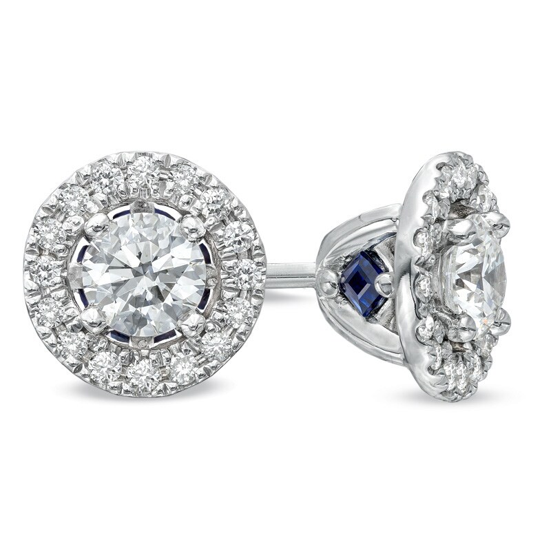 Previously Owned - Vera Wang Love Collection 1/2 CT. T.W. Diamond Frame Stud Earrings in 14K White Gold