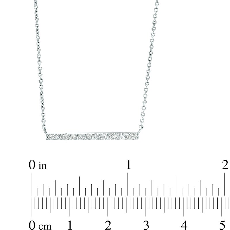Main Image 2 of Previously Owned - 1/4 CT. T.W. Diamond Horizontal Bar Necklace in 10K White Gold - 16.87"