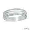 Thumbnail Image 1 of Previously Owned - Vera Wang Men's 1/2 CT. T.W. Diamond Edge Grooved Wedding Band in 14K White Gold