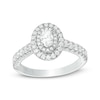Thumbnail Image 1 of Previously Owned - Vera Wang Love Collection 3/4 CT. T.W. Oval Diamond Frame Tiered Engagement Ring in 14K White Gold