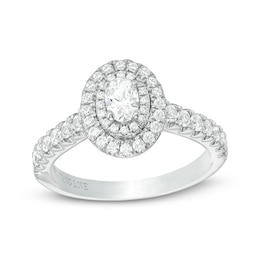 Previously Owned - Vera Wang Love Collection 3/4 CT. T.W. Oval Diamond Frame Tiered Engagement Ring in 14K White Gold