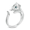 Thumbnail Image 2 of Previously Owned - Enhanced Blue and White Diamond Accent Cat Open Ring in Sterling Silver