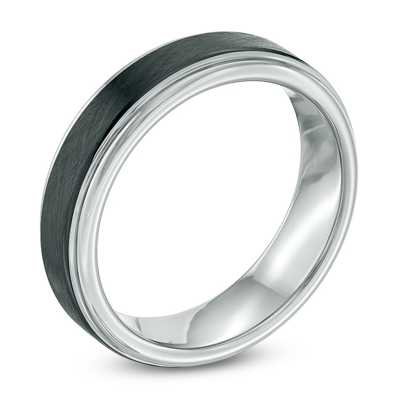 Main Image 2 of Previously Owned - 6.0mm Black IP and Satin Edge Wedding Band in Tantalum