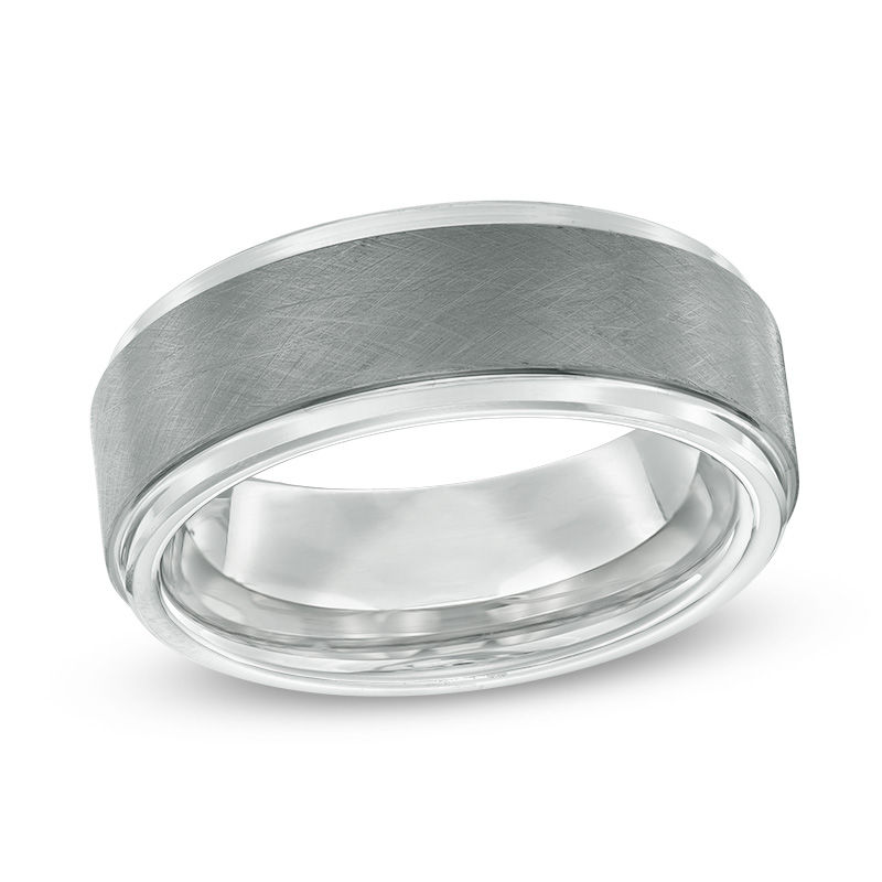Previously Owned - Men's 8.0mm Grey IP and Satin Edge Wedding Band in Tantalum