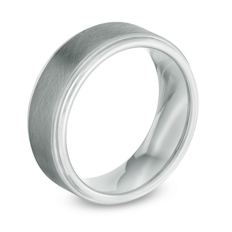 Previously Owned - Men's 8.0mm Grey IP and Satin Edge Wedding Band in Tantalum