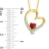 Thumbnail Image 2 of Previously Owned - Garnet and Lab-Created White Sapphire Tilted Heart Pendant in Sterling Silver with 18K Gold Plate
