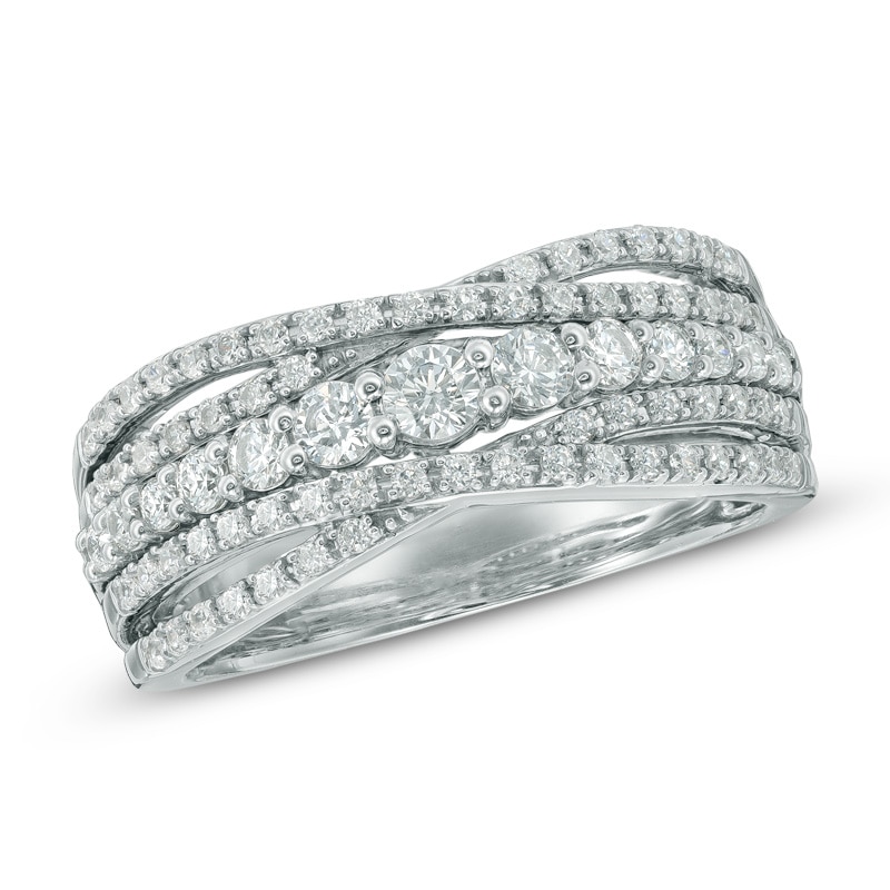 Previously Owned - 1/2 CT. T.W. Diamond Layered Anniversary Band in 10K White Gold