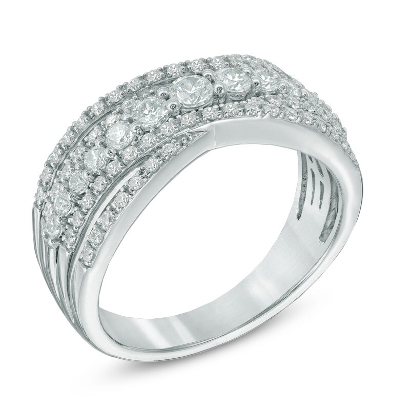 Previously Owned - 1/2 CT. T.W. Diamond Layered Anniversary Band in 10K White Gold
