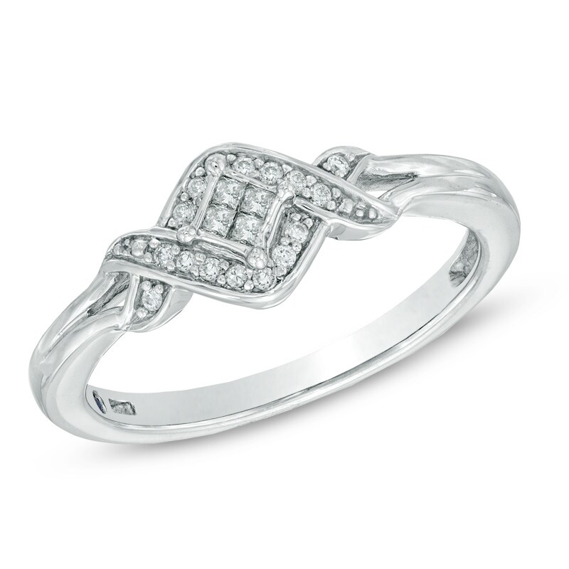 Main Image 1 of Previously Owned - Cherished Promise Collection™ 1/10 CT. T.W. Princess-Cut Diamond Accent Ring in Sterling Silver