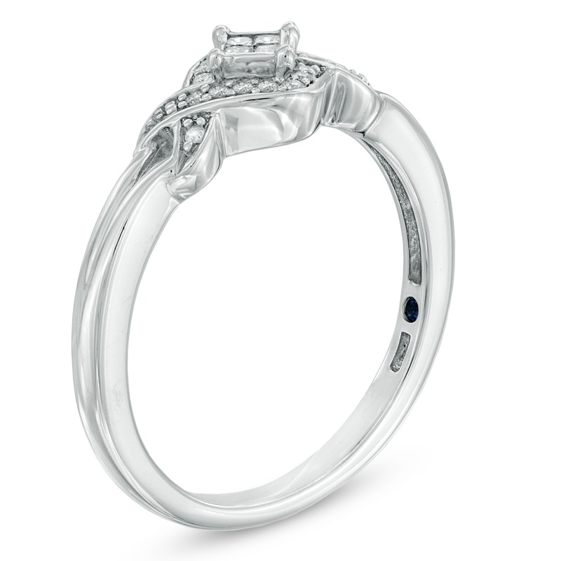 Main Image 2 of Previously Owned - Cherished Promise Collection™ 1/10 CT. T.W. Princess-Cut Diamond Accent Ring in Sterling Silver
