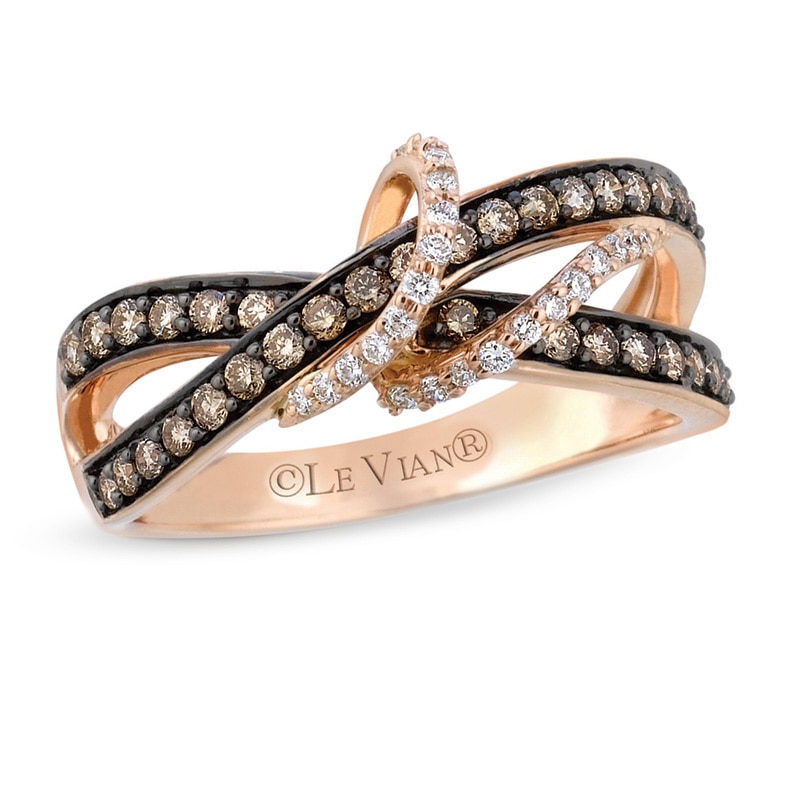 Main Image 1 of Previously Owned - Le Vian Chocolate Diamonds® 1/2 CT. T.W. Diamond center Loop Orbit Ring in 14K Strawberry Gold®