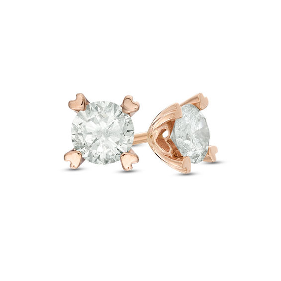 Previously Owned - 3/8 CT. T.W. Diamond Solitaire Heart-Shaped Prongs Stud Earrings in 14K Rose Gold Previously Owned - 3/8 CT. T.W. Diamond Solitaire Heart-Shaped Prongs Stud Earrings in 14K Rose Gold