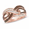 Thumbnail Image 1 of Previously Owned - 1/2 CT. T.W. Cognac and White Diamond Layered Infinity Ring in 10K Rose Gold