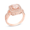 Thumbnail Image 1 of Previously Owned - 6.0mm Morganite and 3/8 CT. T.W. Diamond Double Frame Ring in 14K Rose Gold