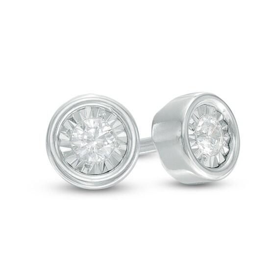 Previously Owned - 1/10 CT. T.W. Diamond Solitaire Stud Earrings in 10K White Gold Previously Owned - 1/10 CT. T.W. Diamond Solitaire Stud Earrings in 10K White Gold