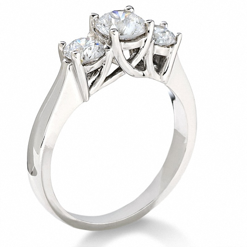 Main Image 2 of Previously Owned - 1-1/2 CT. T.W. Diamond Three Stone Ring in 14K White Gold