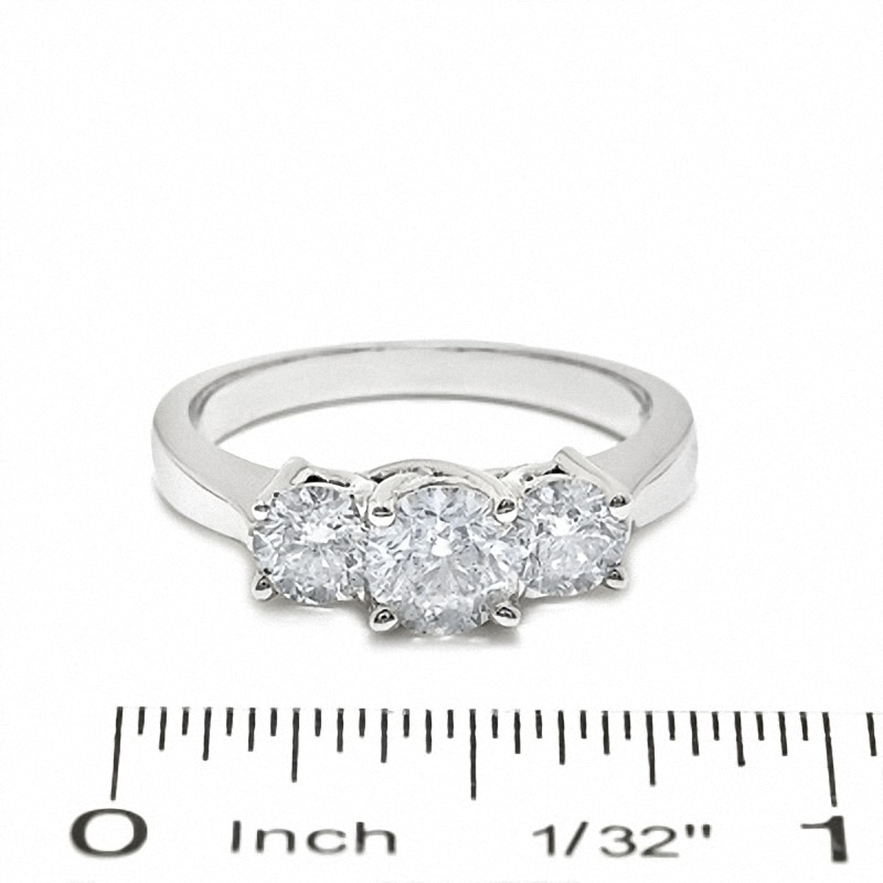 Main Image 3 of Previously Owned - 1-1/2 CT. T.W. Diamond Three Stone Ring in 14K White Gold