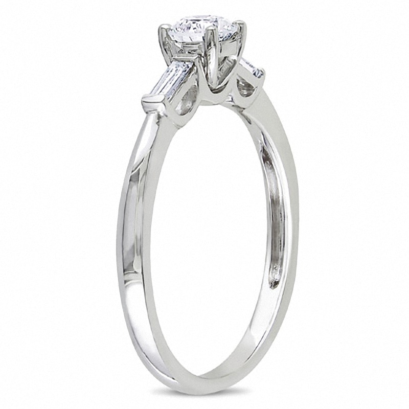 Main Image 2 of Previously Owned - 1/2 CT. T.W. Diamond Three Stone Engagement Ring in 14K White Gold