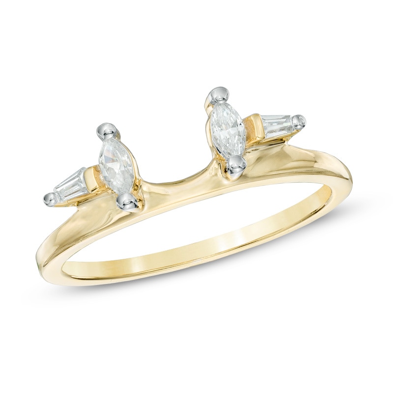 Main Image 1 of Previously Owned - 1/3 CT. T.W. Marquise and Baguette Diamond Solitaire Enhancer in 10K Gold
