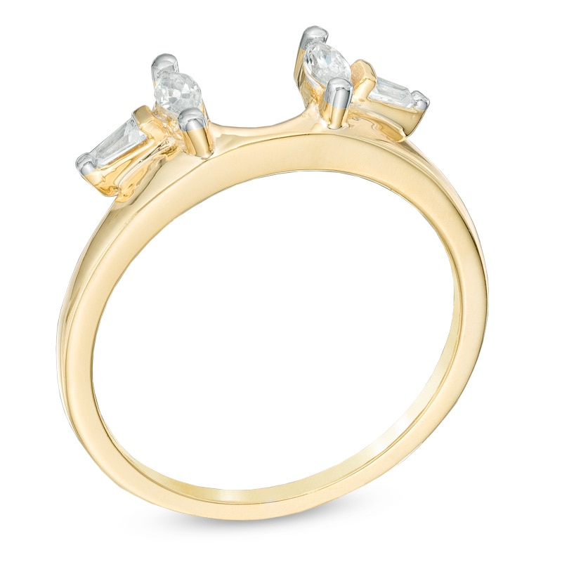 Main Image 2 of Previously Owned - 1/3 CT. T.W. Marquise and Baguette Diamond Solitaire Enhancer in 10K Gold