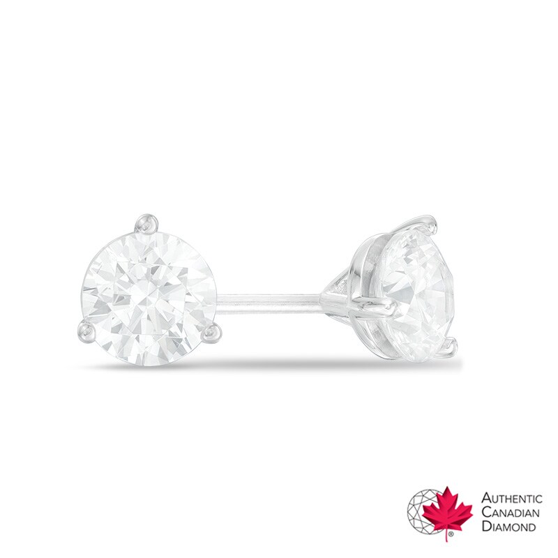 Main Image 1 of Previously Owned - 1 CT. T.W. Diamond Solitaire Earrings in 14K White Gold (I/I2)