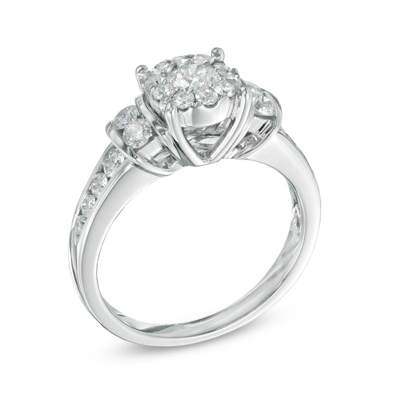 Main Image 2 of Previously Owned - 1 CT. T.W. Diamond Collar Engagement Ring in 14K White Gold