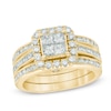 Thumbnail Image 1 of Previously Owned - 1-1/2 CT. T.W. Quad Princess-Cut Diamond Frame Bridal Set in 14K Gold
