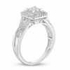 Thumbnail Image 1 of Previously Owned - 3/8 CT. T.W. Quad Diamond Double Square Frame Crossover Shank Engagement Ring in 10K White Gold