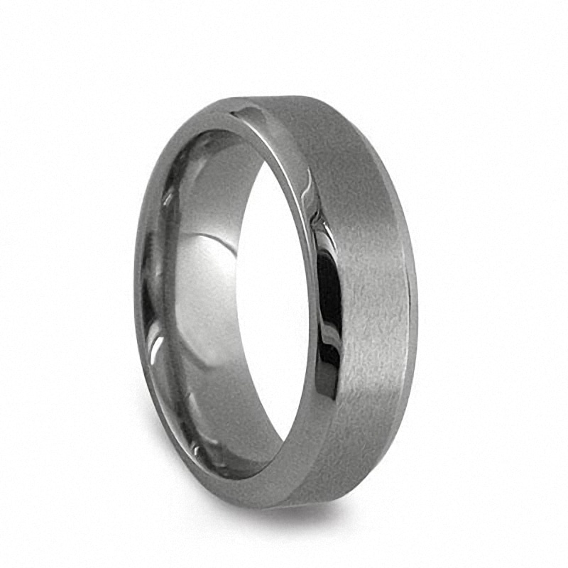 Main Image 1 of Previously Owned - Edward Mirell 7.0mm Satin center Titanium Wedding Band