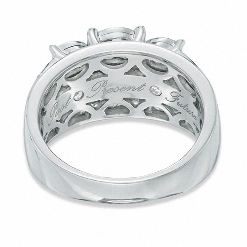 Main Image 3 of Previously Owned - 2 CT. T.W. Diamond Past Present Future® Channel Triple Row Ring in 14K White Gold