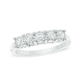 Previously Owned - 1/3 CT. T.W. Diamond Five Stone Anniversary Band in 10K White Gold