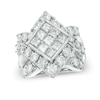 Thumbnail Image 1 of Previously Owned - 5 CT. T.W. Princess-Cut Composite Diamond Square Frame Crossover Bridal Set in 14K White Gold