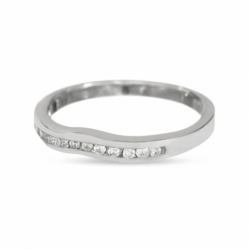 Main Image 3 of Previously Owned - 14K White Gold Contour Band with Diamond Accents