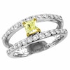Thumbnail Image 1 of Previously Owned - 3/4 CT. T.W. Radiant-Cut Natural Fancy Yellow and White Diamond Orbit Band in 18K White Gold (SI2)