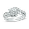 Thumbnail Image 1 of Previously Owned - 3/8 CT. T.W. Slant Three Stone Bridal Set in 10K White Gold