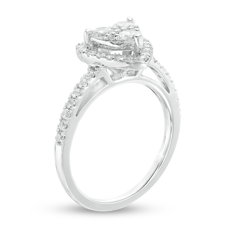 Previously Owned - 3/4 CT. T.W. Composite Diamond Heart Frame Engagement Ring in 10K White Gold