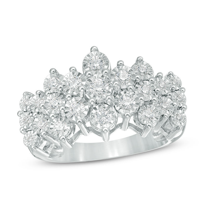 Main Image 1 of Previously Owned - 1/2 CT. T.W. Diamond Pyramid Band in 10K White Gold