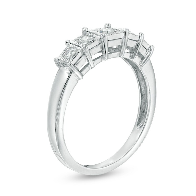 Previously Owned - 1/4 CT. T.W. Princess-Cut Diamond Five Stone Anniversary Band in 10K White Gold