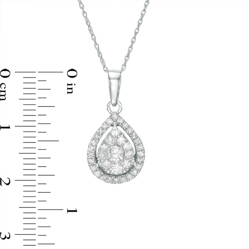 Main Image 2 of Previously Owned - 1/2 CT. T.W. Diamond Teardrop Frame Pendant in 10K White Gold