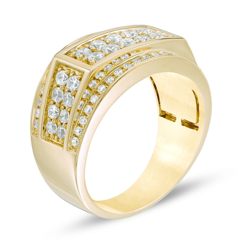 Previously Owned - Men's 1-1/2 CT. T.W. Composite Diamond Rectangle Top Ring in 10K Gold