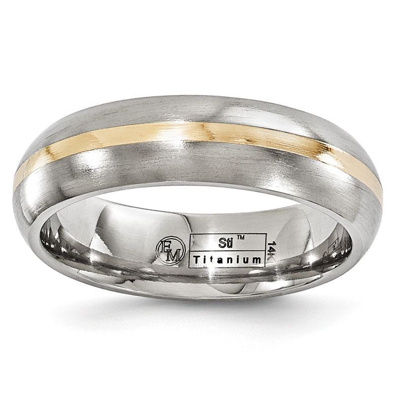 Previously Owned - Edward Mirell Men's 6.0mm Wedding Band in Titanium and 14K Gold