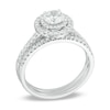 Previously Owned - 1 CT. T.W. Diamond Double Frame Bridal Set in 14K White Gold (I/I2)